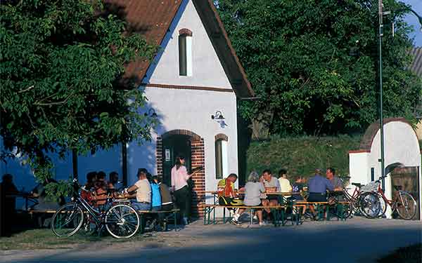 Wein und Schmankerln beim Heurigen im Schmidatal