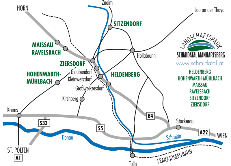 Anfahrtsplan und Ortschaften im Schmidatal