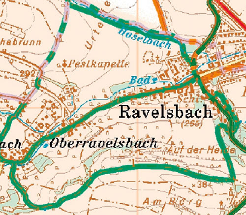 Rundwanderweg und Laufstrecke in Ravelsbach - Karte Rundwanderweg und Laufstrecke in Ravelsbach - Karte